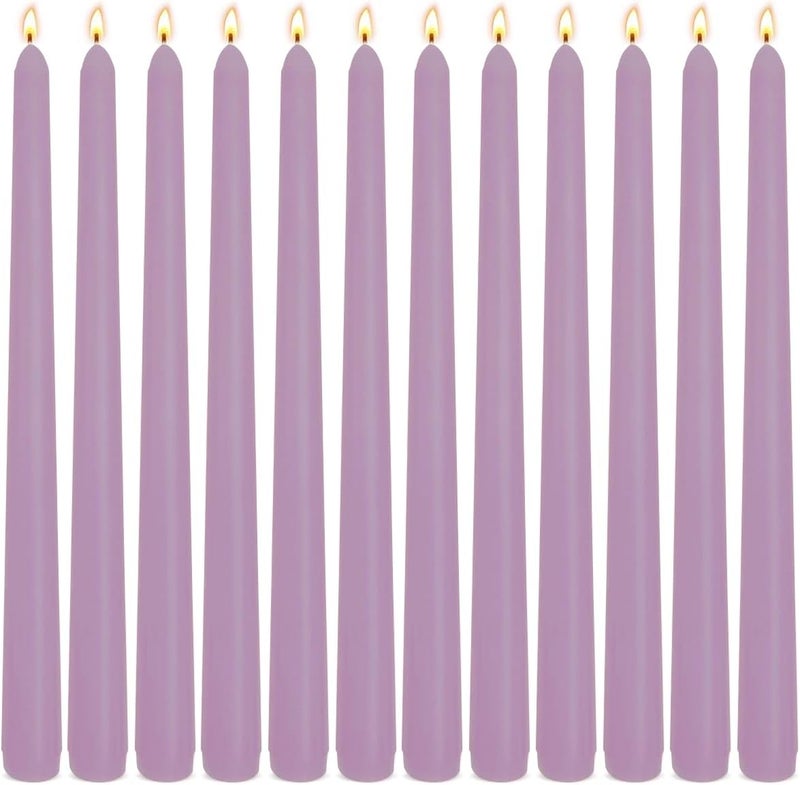 Sihuida 12-Pack Dusty Purple Taper Candles, 10 Inch Unscented Dripless Candlesticks, Long-Lasting Burn Time of 7-8 Hours, Perfect for Home Décor, Weddings, and Events - Image 1